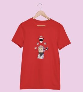 Itadori's Five Faces Cotton Red Tshirt For Mens and Boys