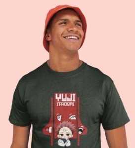 Spiritual Itadori Cotton Green Printed Tshirt For Mens and Boys