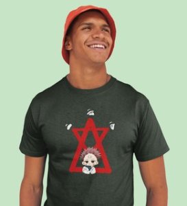 Yuji Itadori Printed Cotton Green Tshirt For Mens and Boys