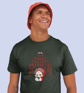 Evil Eye Itadori Cotton Green Printed Tshirt For Mens and Boys