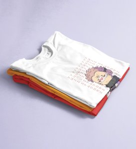 Anime Printed Cotton White Tshirt For Mens and Boys