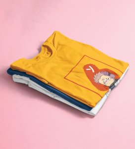 Anime Printed Cotton Yellow Tshirt For Mens and Boys