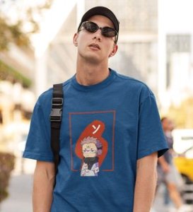 Printed Itadori Anime Cotton Blue Tshirt For Mens and Boys