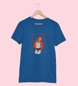 Printed Itadori Anime Cotton Blue Tshirt For Mens and Boys