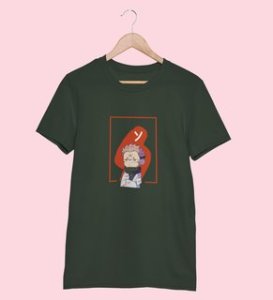 Printed Itadori Anime Cotton Green Tshirt For Mens and Boys
