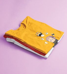 Printed Itadori Anime Cotton Yellow Tshirt For Mens and Boys