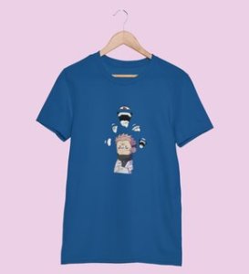Itadori's Five Faces Cotton Blue Tshirt For Mens and Boys