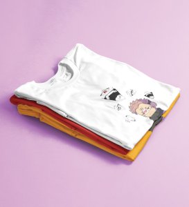 Itadori's Five Faces Cotton White Tshirt For Mens and Boys