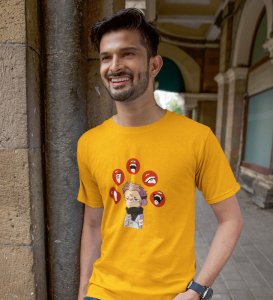 Itadori's Five Faces Cotton Yellow Tshirt For Mens and Boys