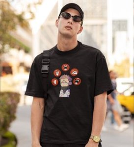 Anime Cotton Black Tshirt For Mens and Boys