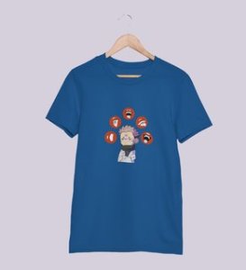 Printed Anime Cotton Blue Tshirt For Mens and Boys