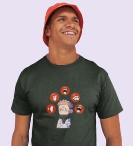 Printed Anime Cotton Green Tshirt For Mens and Boys