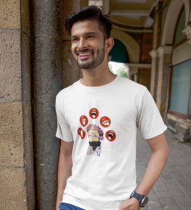 Printed Anime Cotton White Tshirt For Mens and Boys