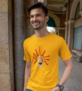 Printed Anime Cotton Yellow Tshirt For Mens and Boys
