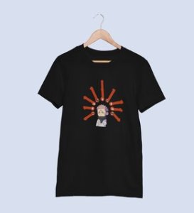 Five Faces Of Itadori Cotton Black Tshirt For Mens and Boys