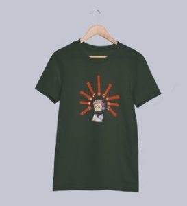 Five Faces Of Itadori Cotton Green Printed Tshirt For Mens and Boys