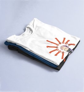 Five Faces Of Itadori Cotton White Printed Tshirt For Mens and Boys