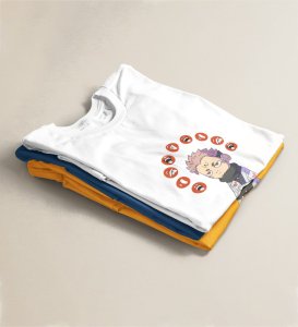 Nine Faced Anime Cotton White Tshirt For Mens and Boys