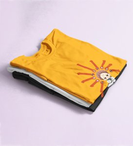 Nine Faced Anime Cotton Yellow Tshirt For Mens and Boys
