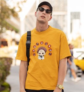 Anime Printed Itadori Cotton Yellow Tshirt For Mens and Boys
