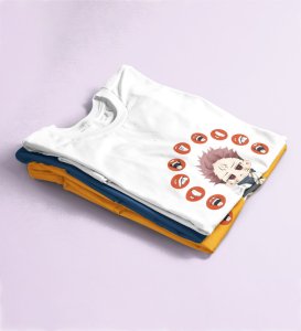 Itadori Two Faces, Printed Cotton White Tshirt For Mens and Boys