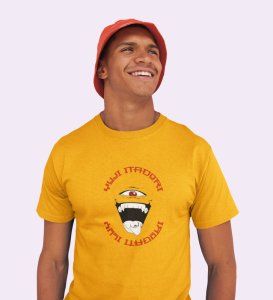 Anime Printed Itadori Cotton Yellow Tshirt For Mens and Boys