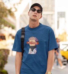 Monster Itadori, Printed Cotton Blue Tshirt For Mens and Boys