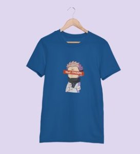 Monster Itadori, Printed Cotton Blue Tshirt For Mens and Boys