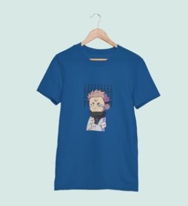 Yuji Itadori Printed Cotton Blue Tshirt For Mens and Boys
