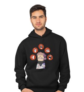 Anime Printed Cotton Black Hoodies For Mens and Boys