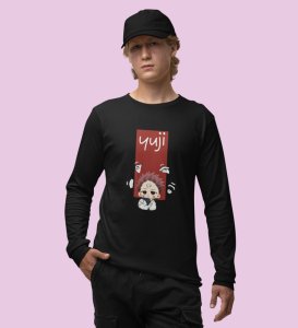 Sarcastic Itadori Cotton Black Printed Full Sleeves Tshirt For Mens and Boys