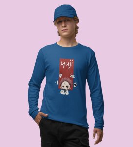 Sarcastic Itadori Cotton Blue Printed Full Sleeves Tshirt For Mens and Boys