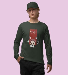 Sarcastic Itadori Cotton Green Printed Full Sleeves Tshirt For Mens and Boys