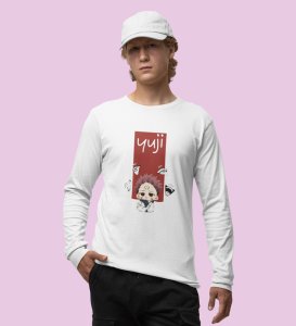 Sarcastic Itadori Cotton White Printed Full Sleeves Tshirt For Mens and Boys