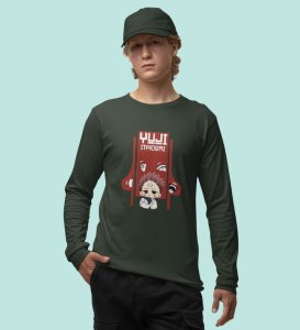 Notorious Itadori Cotton Green Full Sleeves Tshirt For Mens and Boys