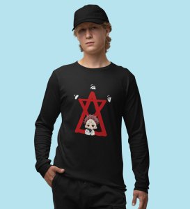 Spiritual Itadori Cotton Black Printed Full Sleeves Tshirt For Mens and Boys