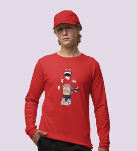 Spiritual Itadori Cotton Red Printed Full Sleeves Tshirt For Mens and Boys