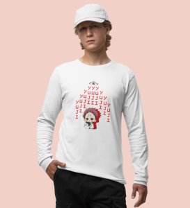 Spiritual Itadori Cotton White Printed Full Sleeves Tshirt For Mens and Boys