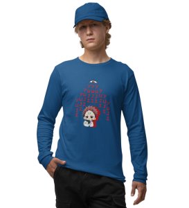 Yuji Itadori Printed Cotton Blue Full Sleeves Tshirt For Mens and Boys
