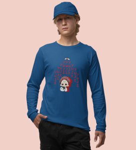 Yuji Itadori Printed Cotton Blue Full Sleeves Tshirt For Mens and Boys