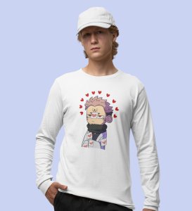 Evil Eye Itadori Cotton White Printed Full Sleeves Tshirt For Mens and Boys