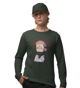 Itadori In Love Printed Cotton Green Full Sleeves Tshirt For Mens and Boys