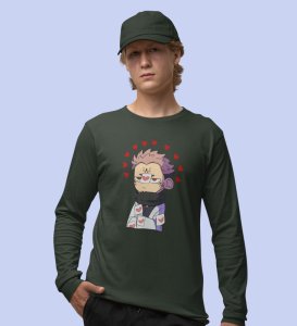 Itadori In Love Printed Cotton Green Full Sleeves Tshirt For Mens and Boys