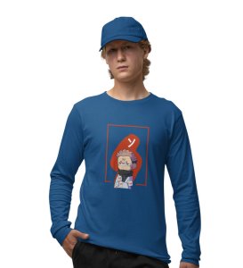 Anime Printed Cotton Blue Full Sleeves Tshirt For Mens and Boys