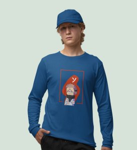 Anime Printed Cotton Blue Full Sleeves Tshirt For Mens and Boys