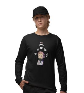 Printed Itadori Anime Cotton Black Full Sleeves Tshirt For Mens and Boys