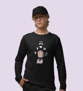 Printed Itadori Anime Cotton Black Full Sleeves Tshirt For Mens and Boys
