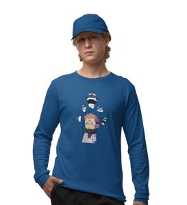 Printed Itadori Anime Cotton Blue Full Sleeves Tshirt For Mens and Boys