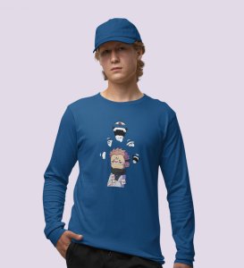 Printed Itadori Anime Cotton Blue Full Sleeves Tshirt For Mens and Boys