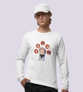 Printed Itadori Anime Cotton White Full Sleeves Tshirt For Mens and Boys